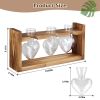 3 Heart Shaped Vases Wooden Stand Desktop Air Planter