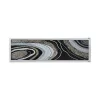 70.9x19.7x1.5" Elongated Landscape Rectangle Framed Oil Painting, Brown and Black with Silver Stones