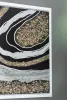 70.9x19.7x1.5" Elongated Landscape Rectangle Framed Oil Painting, Brown and Black with Silver Stones