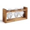 3 Heart Shaped Vases Wooden Stand Desktop Air Planter
