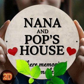 CIFbuy Grandma Nana & Grandpa Papus Vintage Circular Sign 7.8x7.8 Inch 2D Flat Print Retro Humor Funny Wall Decor Vintage Art Plaque Ho TikTok, T