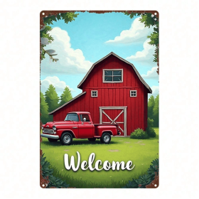 CIFbuy 1pc Red Vintage Truck Metal Sign, Distressed Barn Iron Art Wall Decor, 2D Flat Motivational Plaque For Home Office Gym Bedroom TikTok, Tik