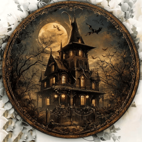 CIFbuy 1pc 8x8in Vintage Halloween Sign, "" Sign, 2D Flat Round Plaque, Flat Round Plaque, Haunted House Horror Castle DecorTikTok, TikTok