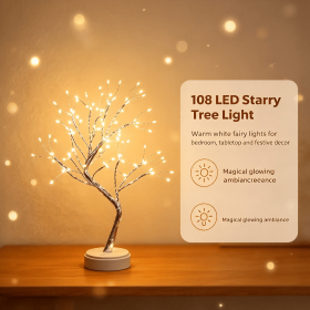 Tabletop Bonsai Tree Light 108 LEDs, 50cm DIY Touch Control Tree Lamp, USB & Battery Powered Warm White Fairy Light for Room Decor