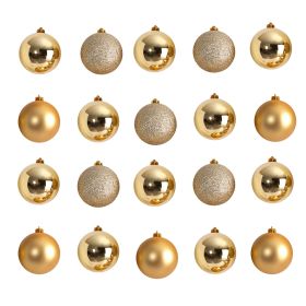 Gold Plastic Holiday Christmas 3" Shatterproof Ornament Set, 20 Count