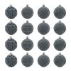 Velvet Christmas 12 Pack Flocked Sphere Orbs Luxury Ornaments Grey 2.4"