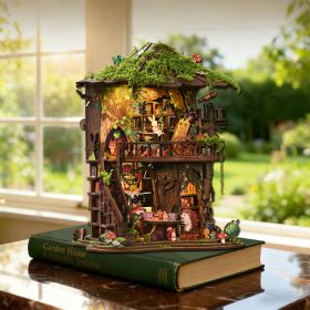 MUSIC PARK 3D Wooden Puzzle For Adults Forest Whisper Tea Book Nook DIY Miniature House Assembly Model Stress Relief Toy Home Decor Gifts
