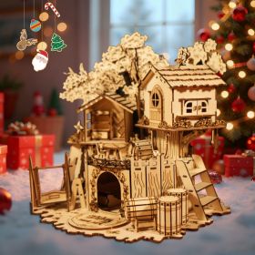 3D Wooden PuzzleTree House Handmade Crafts Assembly Model Kits  Creative Decoration Birthday and Christmas Gifts