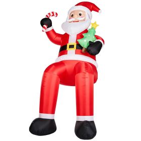 10.6FT Sitting Santa Inflatable, 6 LED Lights, 210D Polyester Christmas Decor, US Plug