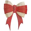 Red & Gold Cloth Christmas Bow 3ft, 200 LED Warm White Lighted Decoration, Classic Holiday Dcor, Plug-in US Plug 30V 3.6W