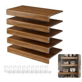 ( WALNUT Color ) 5 Pcs Wire Shelf Covers, Foamed PVC Wire Rack Covers for Removable Closet (Not Wood)