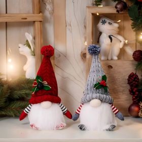 2pcs Red & Gray Gnome Figurine Set - Heavy-Duty Plastic/ Indoor Christmas & New Year Decorations