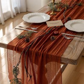 Fall Thanksgiving Table Runner Terracotta Decorations 120 Inch 10 FT Rustic Burnt Orange Sheer Cheese Cloth for Baby Bridal Shower Friendsgiving