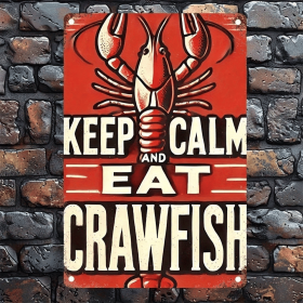 CIFbuy 1pc Keep Calm Eat Crab Iron Wall Art 8x12 Inch, Funny Vintage Metal Plaque Sign, Retro Kitchen Home Bar Cafe Garage Decor Hangin TikTok, T