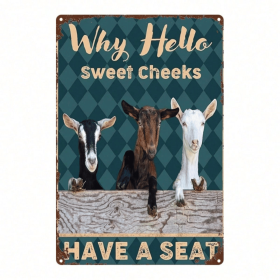 CIFbuy 1PC Vintage Three Goats Funny Sitting Pattern 2D Flat Metal Sign 8X12 Inch Rustic Decorative Wall Art Plaque For Bathroom Man Ca TikTok, T