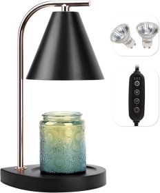 Candle Warmer Lamp with Timer, Dimmable Candle Lamp for Small and Large Jar Candles, Modern Candle Warmer Lamp with 2 Bulbs(Black Gold)