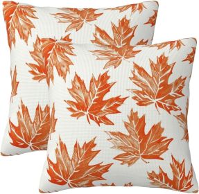 Fall Pillow Covers 18x18 Inch Set of 2 Autumn Themed Burnt Orange Maple Leaf Decorative Throw Pillows Outdoor Farmhouse Decor Cushion Covers for