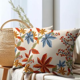 Fall Leaf Pillow Covers 18x18 Inch Set of 2 Autumn Thanksgiving Maple Leaves Pattern Outdoor Throw Pillows Rustic Harvest Pillowcases for Bed Cou