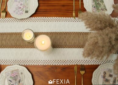 Boho Table Runner for Thanksgiving Fall Christmas Home Decor with Tassels 72 Inches Long Pottery barn Furniture Farmhouse Rustic Macrame Burlap T