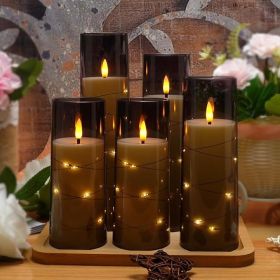 Flameless LED Candles with Timer 5 Pc Flickering Flameless Candles for Romantic Ambiance and Home Decoration Stable Acrylic Shell with Embedded Star S