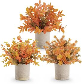 3 Pack Fall Potted Fake Plants Artificial Plastic Eucalyptus Plants Topiaries Fall Decorations for Home Office Desk Farmhouse Room Bathroom Fall