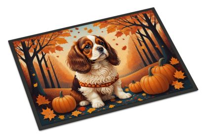 NEW Cavalier Spaniel Fall Doormat Front Door Mat Indoor Outdoor Rugs for Entryway, Non Slip Washable Low Pile, 18H X 27W