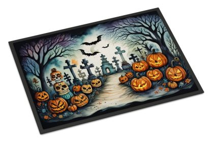 Day of the Dead Spooky Halloween Doormat Front Door Mat Indoor Outdoor Rugs for Entryway, Non Slip Washable Low Pile, 24H X 36W
