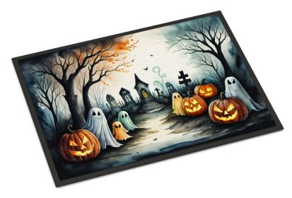 Ghosts Spooky Halloween Doormat Front Door Mat Indoor Outdoor Rugs for Entryway, Non Slip Washable Low Pile, 24H X 36W