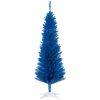 5FT Decorated Christmas Tree, Pencil Christmas Tree with 294 Realistic Branch Tips and Plastic Stand, Blue