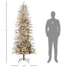 7.5' Flocked Christmas Tree Pre Lit, with Snow Branches, Warm Yellow Clear Lights, Auto Open, Extra Bulb