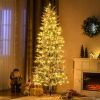 7.5' Flocked Christmas Tree Pre Lit, with Snow Branches, Warm Yellow Clear Lights, Auto Open, Extra Bulb