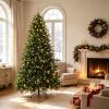 Festive Easy-Setup Artificial Christmas Tree,Pre-lit Hinged Artificial Christmas Tree,7ft Flocked Prelit Christmas Tree