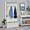 71" Hall Tree with Storage Bench, 3-In-1 Coat Rack, White Entryway Organizer