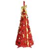 Artificial 6ft Red Pop Up Christmas Tree with 150 lights,4 ribbons,1 large bow,12 Christmas flowers,12 snowflakes,12 pine cones