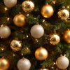 Gold Plastic Holiday Christmas 3" Shatterproof Ornament Set, 20 Count