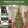 7.5ft Pre-Lit Artificial Christmas Tree with 1398 Branch Tips&550 Lights, Remote Control, Green