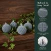 Velvet Christmas 12 Pack Flocked Sphere Orbs Luxury Ornaments Grey 2.4"