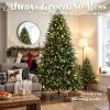 Festive Easy-Setup Artificial Christmas Tree,Pre-lit Hinged Artificial Christmas Tree,7ft Flocked Prelit Christmas Tree