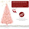 6 FT Artificial Christmas Tree, Unlit Christmas Pine Tree with 1000 Branch Tips and Sturdy Metal Stand for Office Home Store Party Holiday Decor, Pink