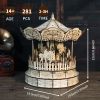 3d Wooden Puzzle Carousel Music Box Handmade Assembly Model Kit Holidays Birthdays Christmas Gifts