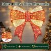 Red & Gold Cloth Christmas Bow 3ft, 200 LED Warm White Lighted Decoration, Classic Holiday Dcor, Plug-in US Plug 30V 3.6W
