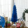 5FT Decorated Christmas Tree, Pencil Christmas Tree with 294 Realistic Branch Tips and Plastic Stand, Blue
