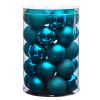 Teal Plastic Holiday Christmas 2.5" Shatterproof Ornament Set, 30 Count