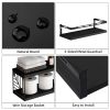 Floating Shelves for Wall Set of 3, Black Wall Mounted Shelves with Metal Guardrail, Towel Bar and Leaf Design Wire Storage Basket