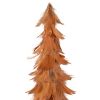 Small Layered Feather Cone Tree Glittered Christmas Decoration - 16" - Rust Orange