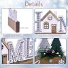 Wooden Christmas Sign Blocks, HOME for the Holiday Quote Table Decor, Xmas Centerpiece Block Sign with Snowflake & Pine Tree