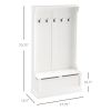 71" Hall Tree with Storage Bench, 3-In-1 Coat Rack, White Entryway Organizer