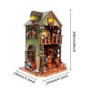 3d wooden puzzle for adults Owl Library book nook with lights model kit dollhouse DIY miniature house Birthday and Christmas gifts
