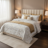 3-Piece Ivory Beige Luxury Metallic Style Comforter Set For Queen And King