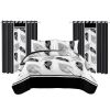 9-Piece Black And White Feather Bedspread And Curtain Set, Reversible Microfiber Bedding Set For King And California King